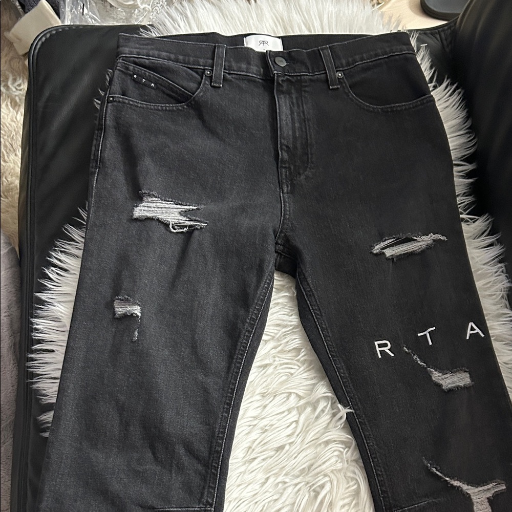 RtA Charcoal Distressed Straight Leg Jeans size 31